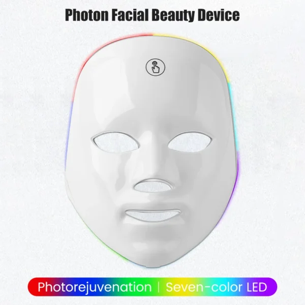 Máscara facial recarregável LED 7 cores LED Photon Beauty Mask Rejuvenescimento da pele Lifting facial em casa Clareamento Dispositivo de beleza - Image 2