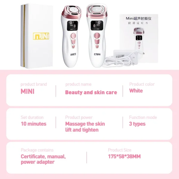 mini máquina ultrassônica HIFU EMS micro corrente instrumento de beleza facial ferramenta antirrugas para cuidados com a pele - Image 6