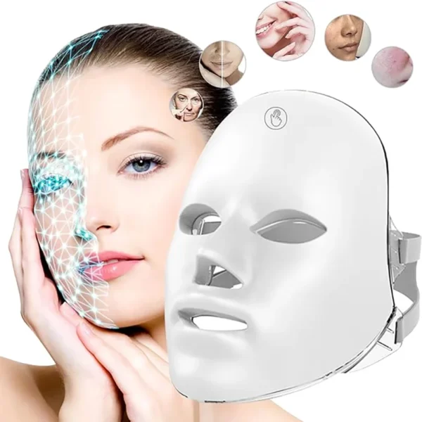 Máscara facial recarregável LED 7 cores LED Photon Beauty Mask Rejuvenescimento da pele Lifting facial em casa Clareamento Dispositivo de beleza