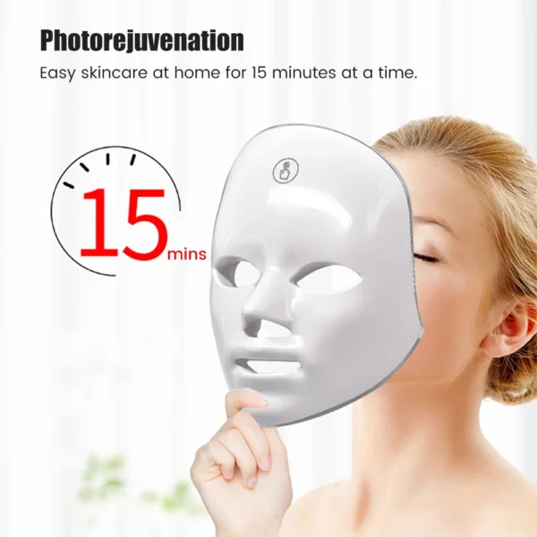 Máscara facial recarregável LED 7 cores LED Photon Beauty Mask Rejuvenescimento da pele Lifting facial em casa Clareamento Dispositivo de beleza - Image 4